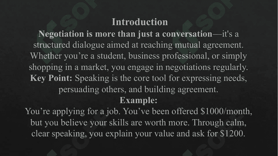 Speaking in Negotiating: Situations and Negotiators 3