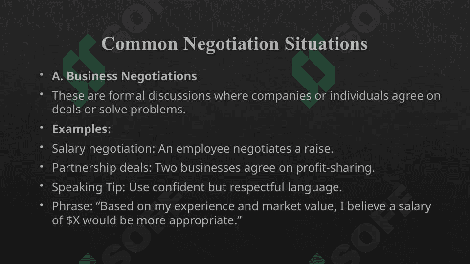 Speaking in Negotiating: Situations and Negotiators 4