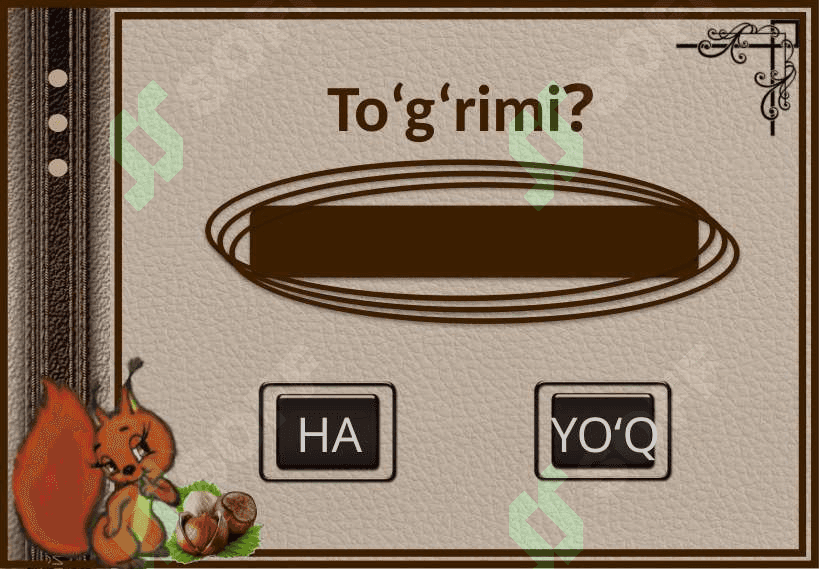 1-sinf To‘g‘ri-noto‘g‘ri o‘yini MATEMATIKA TRENAJYOR 6