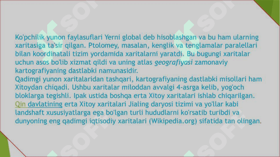 Kartografiyaning rivojlanish tarixi 8