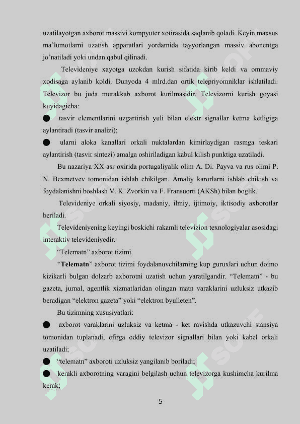 Axborot xavísizligi usullari. Axborotni ruxsatsiz kirishdan himoya qilish..docmustaqil ish 5