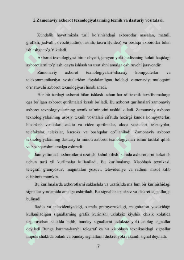 Axborot xavísizligi usullari. Axborotni ruxsatsiz kirishdan himoya qilish..docmustaqil ish 7