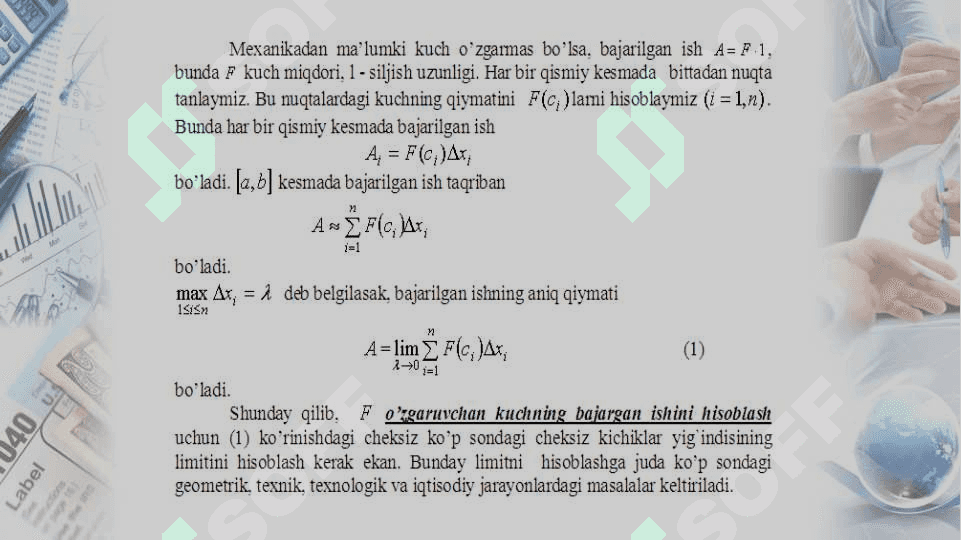 MAVZU: Aniq integral tadbiqlari 4