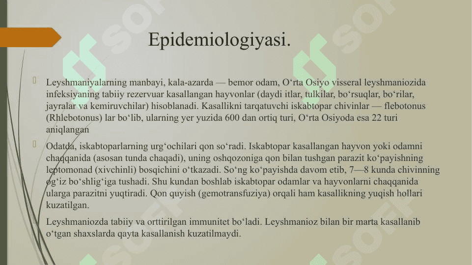 VISSERAL LEYSHMANIOZ 2