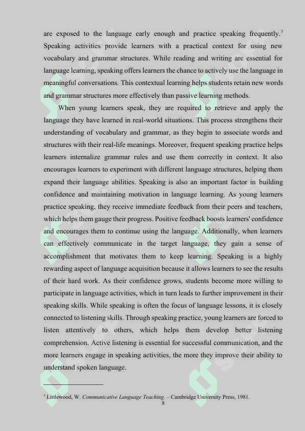 TEACHING SPEAKING ENGLISH TO YOUNG LEARNERS 8