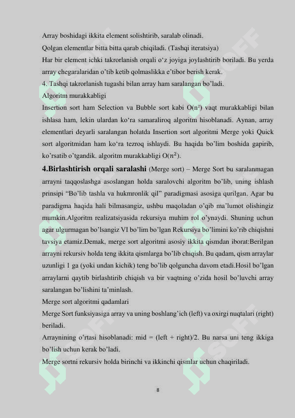 Daraxtsimon saralash va uning taxlili 8