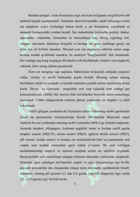 SUT FERMASINING BOSHQARISH TIZIMINI YARATISH 8