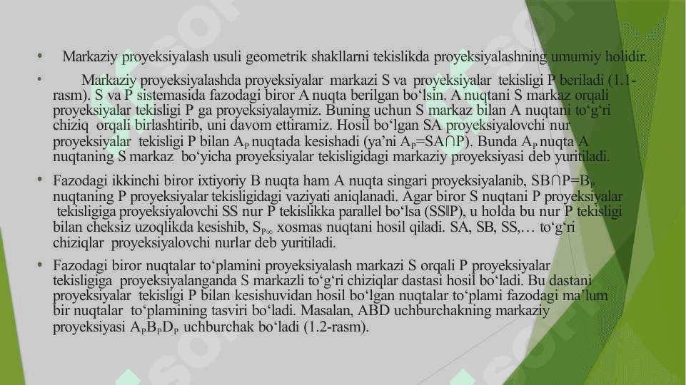 Parallel va markaziy proyeksiyalash 4
