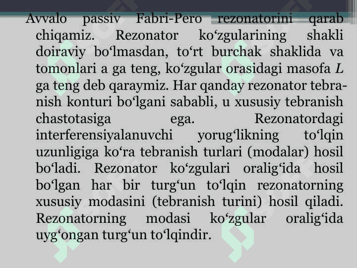 REZONATOR VA ULARNING TURLARI 8