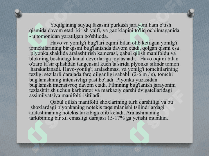 Dizellarda aralashma hosil qilish 3