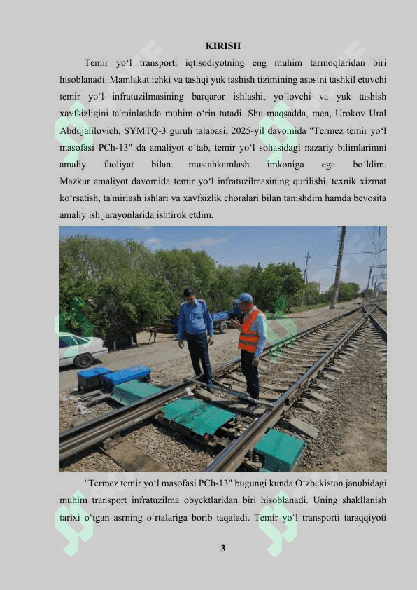 Termez temir yul masofasi PCh-13 3