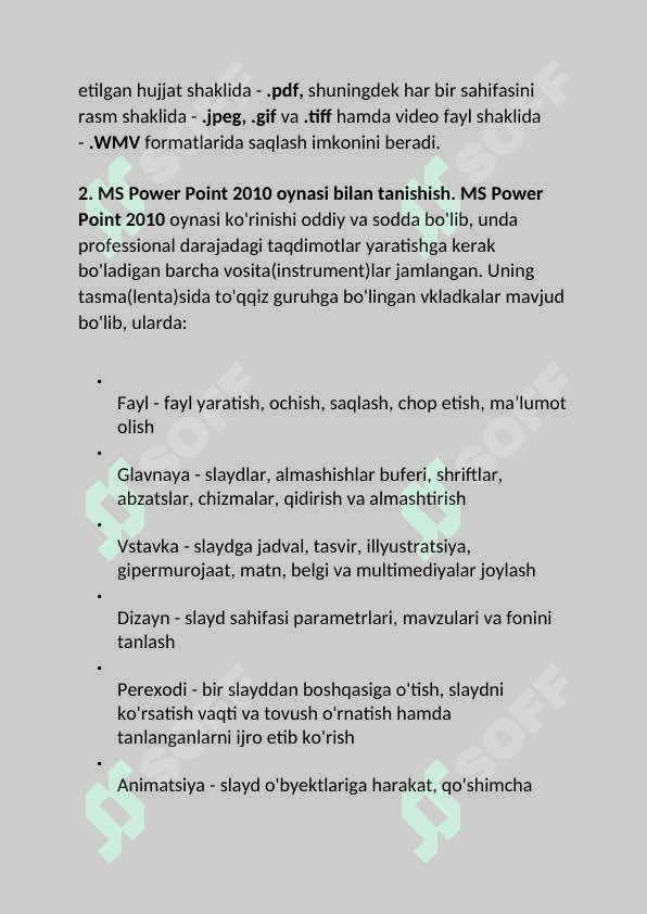Power Pointda animatsiyalarni yaratish va ular bilan ishlash 4