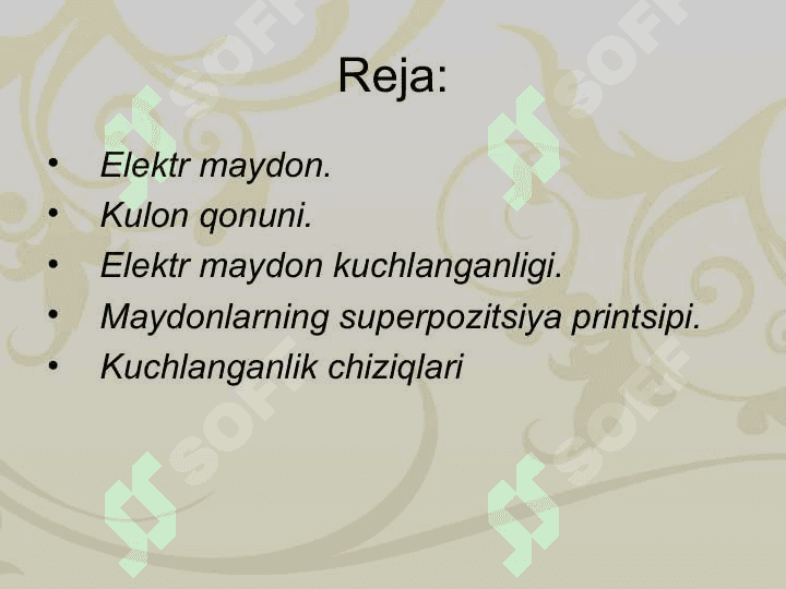 Elеktr maydon. Kulon qonuni. Elеktr maydon kuchlanganligi. 2