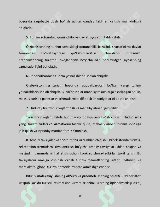 O‘ZBEKISTONDA TURISTIK-REKREATSION XIZMATLARNI  RIVOJLANTIRISH XUSUSIYATLARI 6