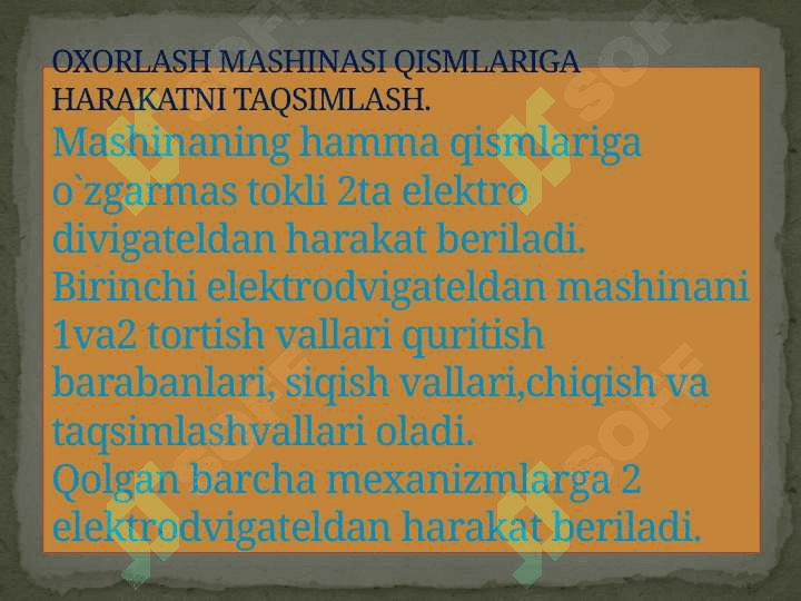 Oxorlash mashinalarini o`rganish 4