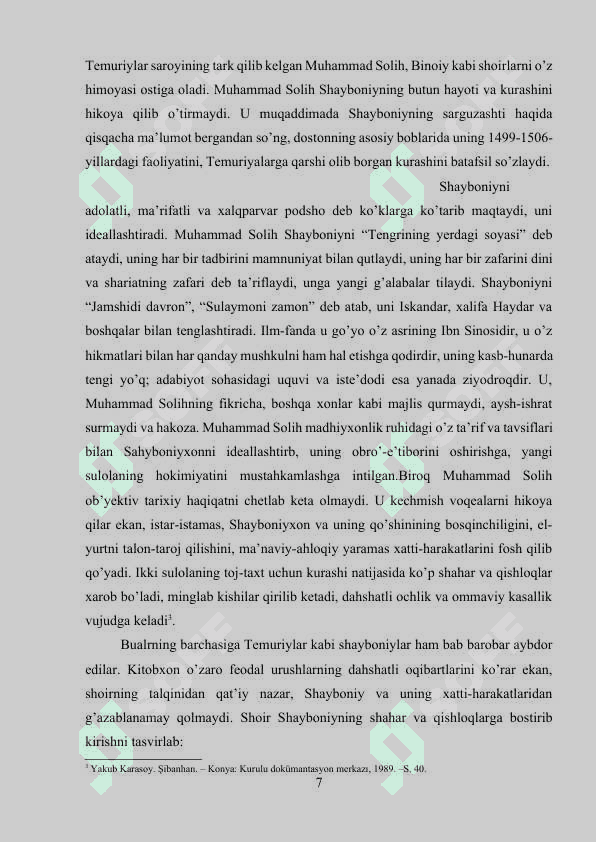 Muhammad Solihning "Shayboniynoma" asari 7