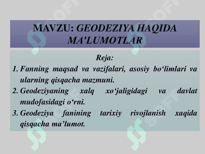 GEODEZIYA HAQIDA MA’LUMOTLAR 2