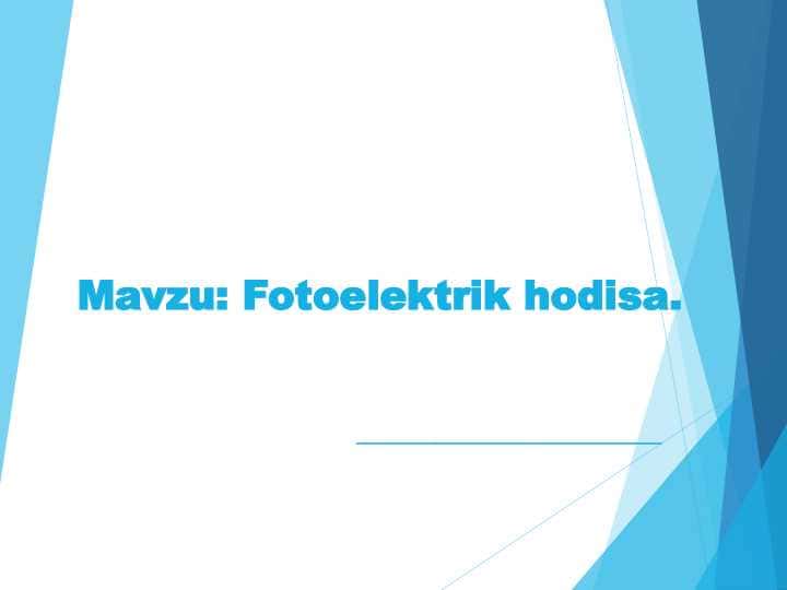 Fotoelektrik hodisa