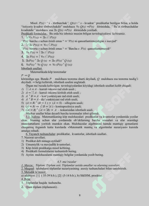 Algebra va sonlar nazariyasi 8
