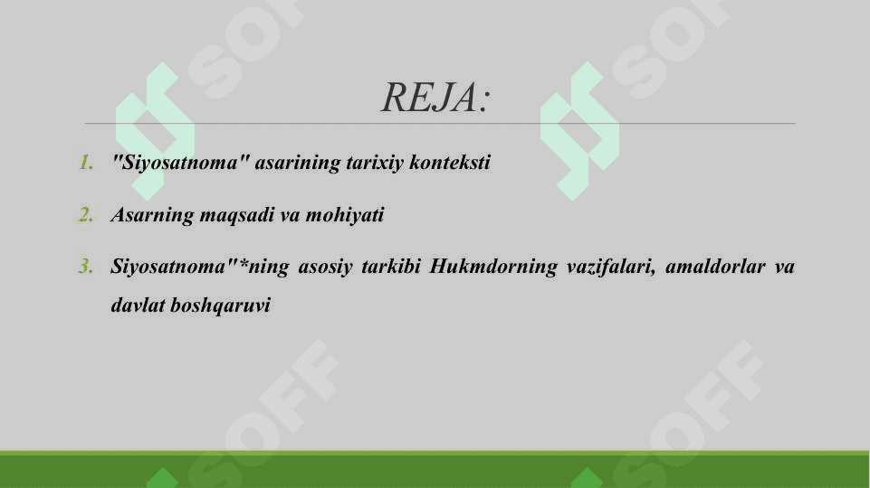 NIZOMULMULKNING SIYOSATNOMA ASARI 2