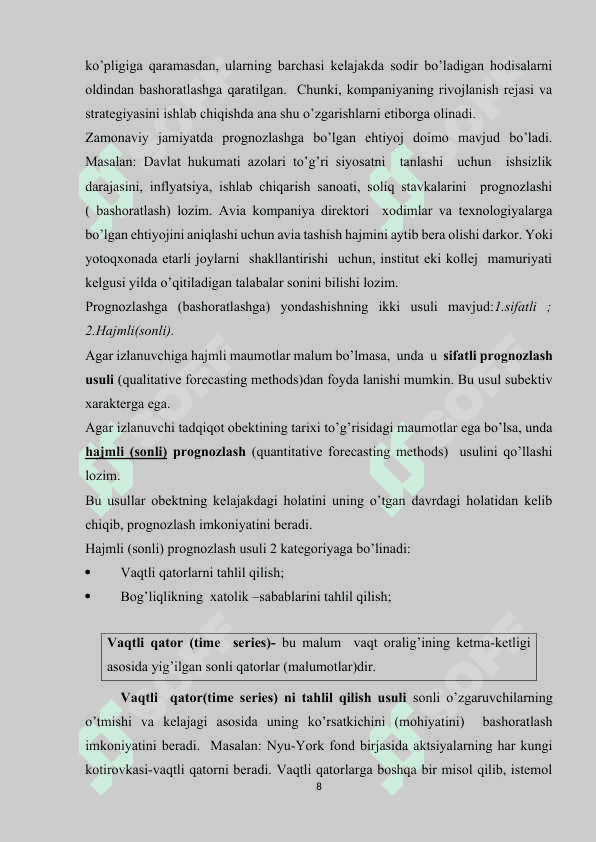 Vaqtli qatorlar 8