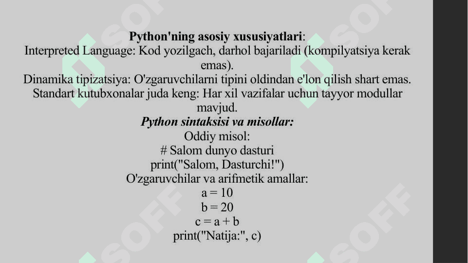 Dasturlash asoslari (Python, Java, C++) 4
