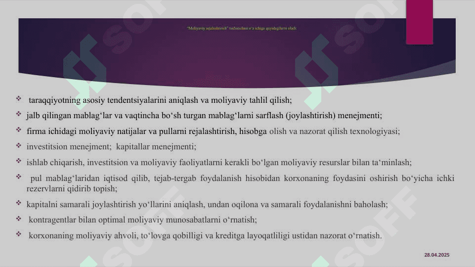 Moliyaviy rejalashtirish va tartibga solish 4