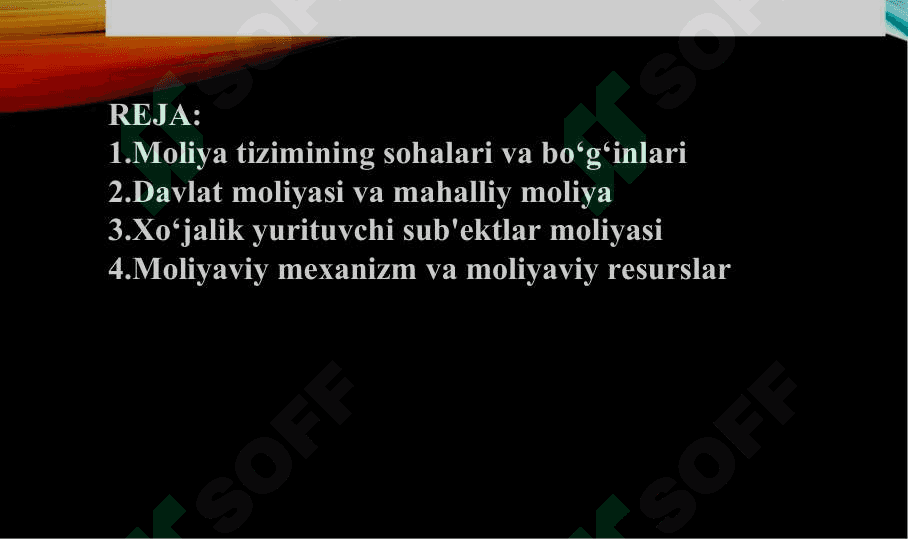 MOLIYA TIZIMI 2