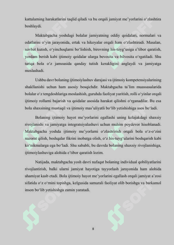 Maktabgacha yoshdagi bola shaxsi va uning rivojlanishiga ta’sir e’tuvchi omillar 8