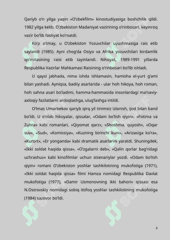 O'lmas Umarbekov qissalari 6