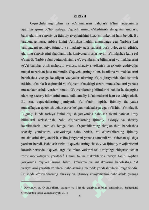 Umum ta'lim maktablarida tarbiya fanini oʻqitish jarayonida oʻquvchilarning bilim, koʻnikma va malakalarini baholashga oid vaziyatlar yaratish va vaziyatlarga baho berish 3
