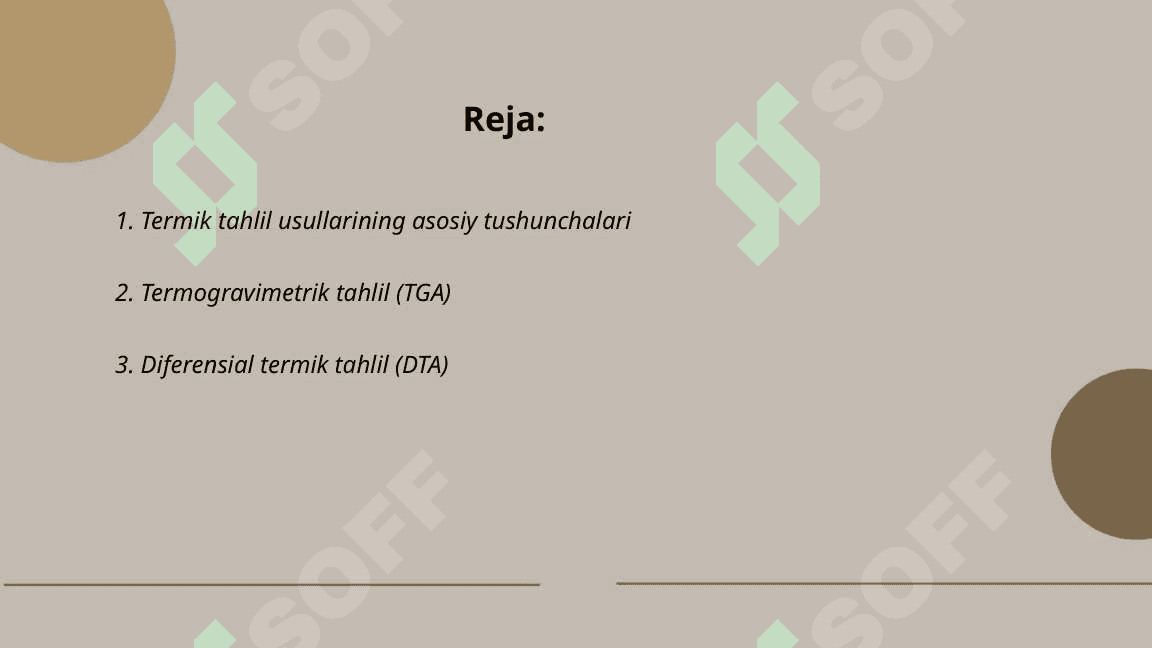 Termik tahlil usuli. Evtetikali sistemalar 2