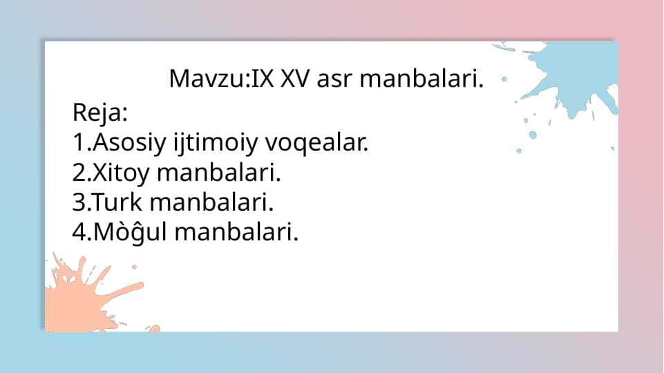 IX XV asr manbalari