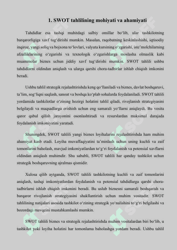 SWOT tahlil matritsasi 3
