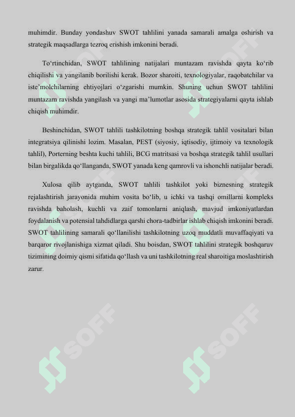 SWOT tahlil matritsasi 8