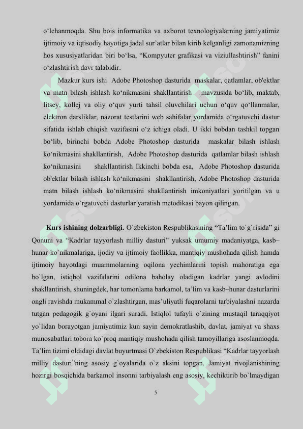 Adobe Photoshop dasturida matnlar bilash ishlashning qo‘shimcha usullari 5