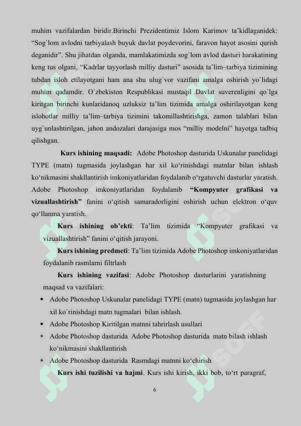 Adobe Photoshop dasturida matnlar bilash ishlashning qo‘shimcha usullari 6