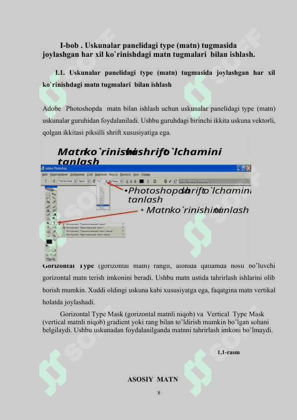 Adobe Photoshop dasturida matnlar bilash ishlashning qo‘shimcha usullari 8