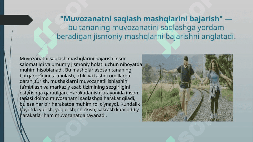 Muvozanatni saqlash mashqlarni bajrish 2