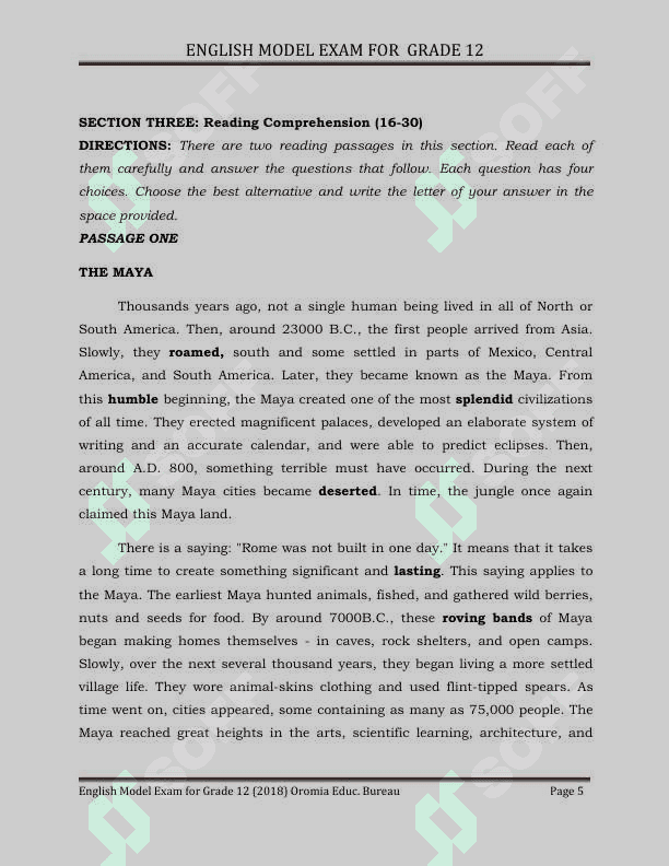 ENGLISH MODEL EXAM FOR GRADE12 5