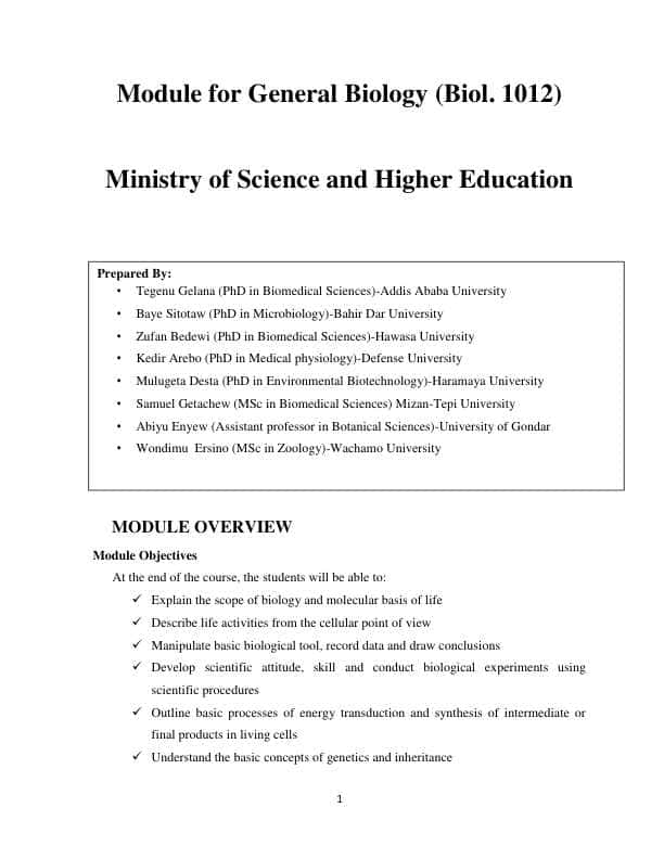 Module for General Biology
