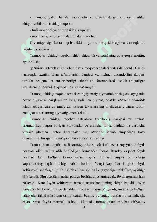 Raqobat va manapoliya 8