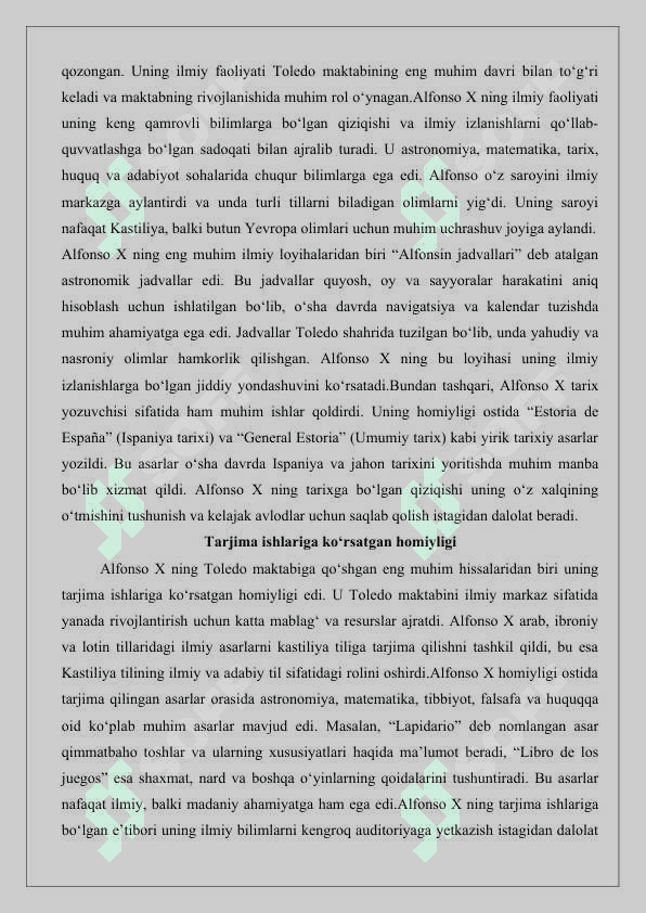 Alfonso X davrida Toledo maktabi 25 5