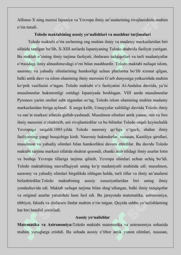 Alfonso X davrida Toledo maktabi 25 7