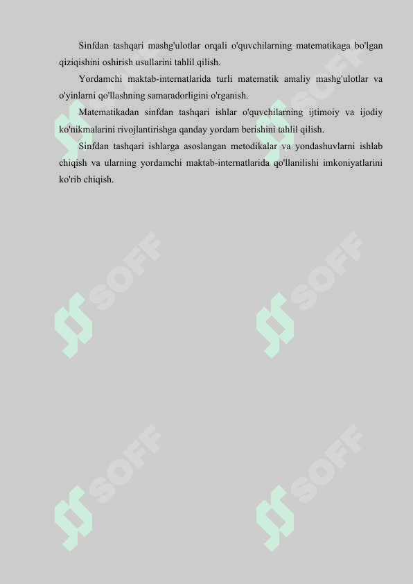 Yordamchi maktab internatida matematikadan sinfdan tashqari ishlarning mazmuni 4