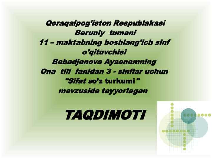 Sifat so’z turkumi
