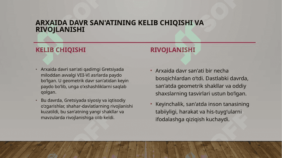Gretsiya Arxaika davr san’ati 2