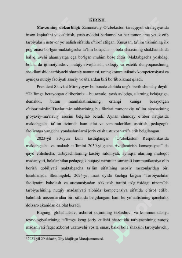 TARBIYACHI NUTQIGA QO'YILADIGAN PEDAGOGIK TALABLAR. 2