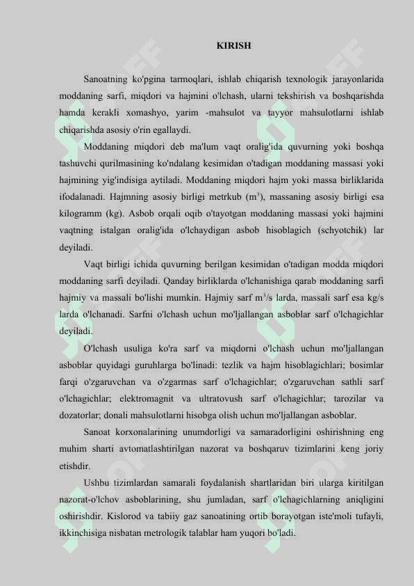 Suyuqlik va gazlar sarfini o'lchash 2