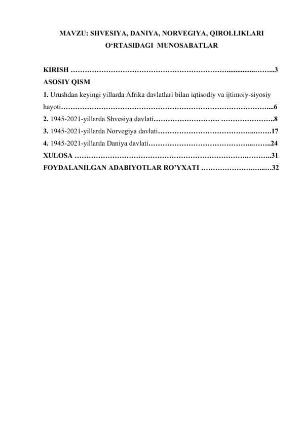 SHVESIYA, DANIYA, NORVEGIYA, QIROLLIKLARI .docx